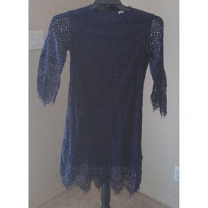KINGS ROAD BLUE CROCHETED DRESS WITH LINING SIZE SMALL